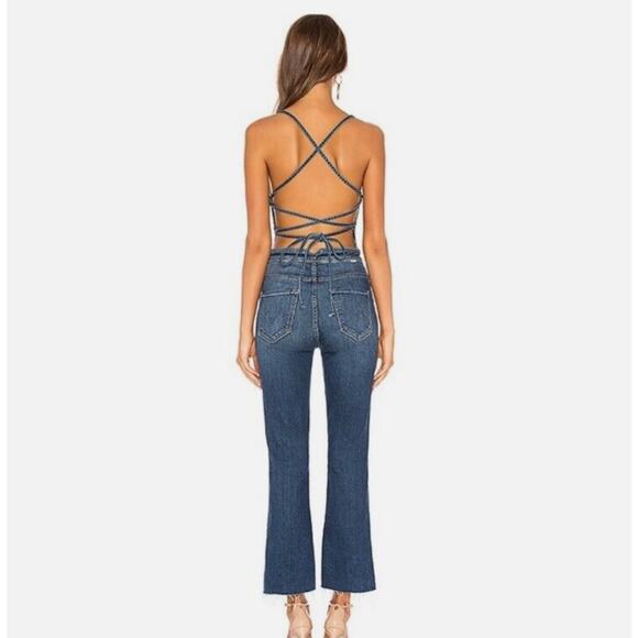 MOTHER Tie Back Hustler Ankle Fray Jumpsuit in Pardon My French Wash - Picture 6 of 11